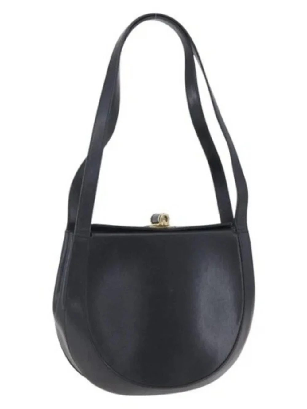 Salvatore Ferragamo Shoulder Bag Leather Black Gold Auth bs31188